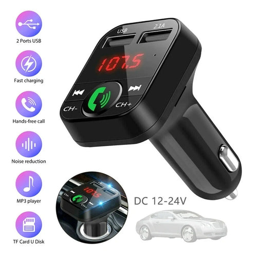 USB Bluetooth transmitter - Car Adaptor, Fast Charger x2 ports