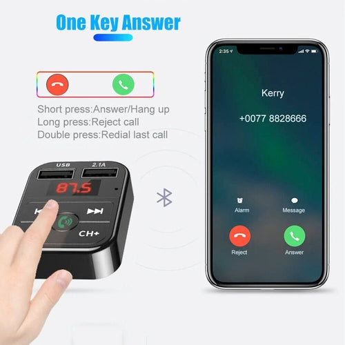 USB Bluetooth transmitter - Car Adaptor, Fast Charger x2 ports